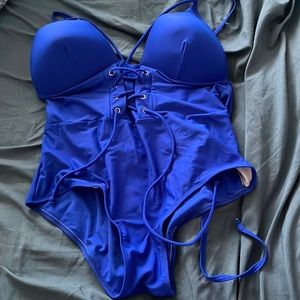 Navy blue one piece swimsuit
